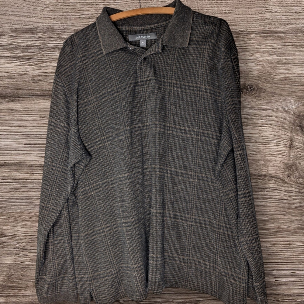 Croft & Barrow Men's brown pullover checkered long sleeve shirt size XL